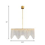 24.5"/32" Wide Linear Hanging Chandelier Lamp Modernism Clear Crystal LED Pendant Lighting in Gold for Living Room Clearhalo 'Ceiling Lights' 'Chandeliers' 'Modern Chandeliers' 'Modern' Lighting' 156627