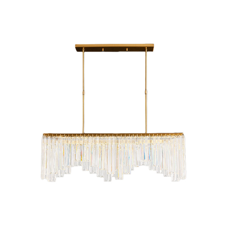 24.5"/32" Wide Linear Hanging Chandelier Lamp Modernism Clear Crystal LED Pendant Lighting in Gold for Living Room Clearhalo 'Ceiling Lights' 'Chandeliers' 'Modern Chandeliers' 'Modern' Lighting' 156631