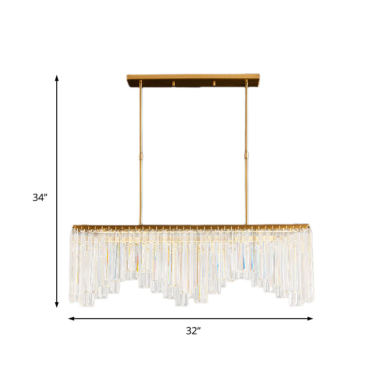 24.5"/32" Wide Linear Hanging Chandelier Lamp Modernism Clear Crystal LED Pendant Lighting in Gold for Living Room Clearhalo 'Ceiling Lights' 'Chandeliers' 'Modern Chandeliers' 'Modern' Lighting' 156632