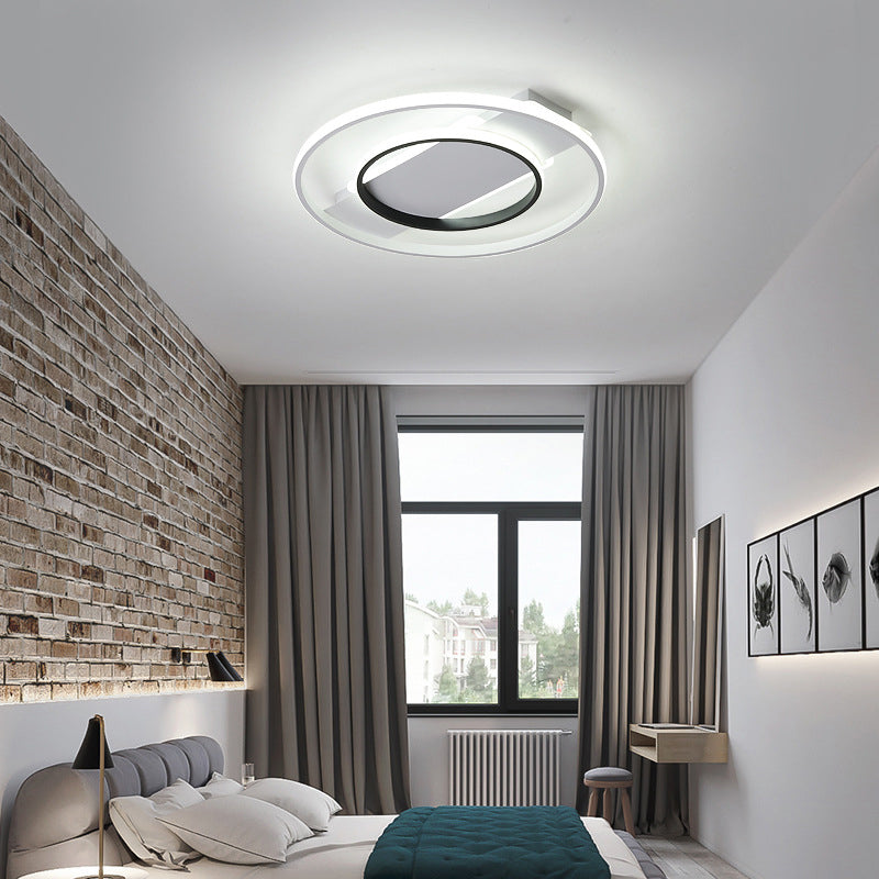 16"/19.5"/23.5" Dia Acrylic Ring Flush 2 Heads Black and White Ceiling Light for Bedroom in Warm/White Black-White Clearhalo 'Ceiling Lights' 'Close To Ceiling Lights' 'Close to ceiling' 'Flush mount' Lighting' 156642