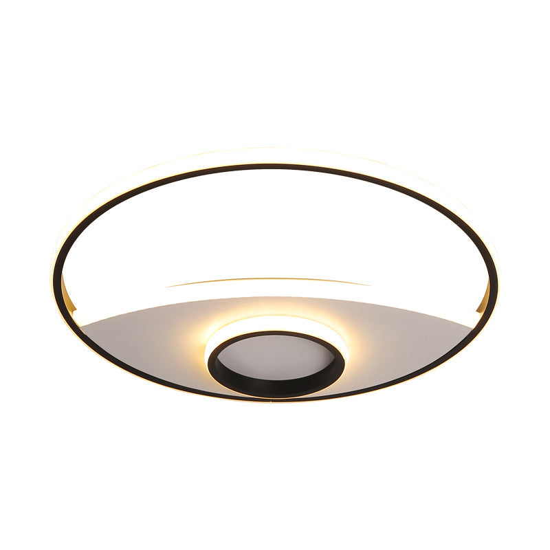 16"/19.5"/23.5" Dia Circular Acrylic Ceiling Lamp Modernism Black and White LED Bedroom Flush Light in Warm/White Clearhalo 'Ceiling Lights' 'Close To Ceiling Lights' 'Close to ceiling' 'Flush mount' Lighting' 156707