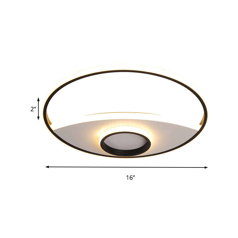 16"/19.5"/23.5" Dia Circular Acrylic Ceiling Lamp Modernism Black and White LED Bedroom Flush Light in Warm/White Clearhalo 'Ceiling Lights' 'Close To Ceiling Lights' 'Close to ceiling' 'Flush mount' Lighting' 156708