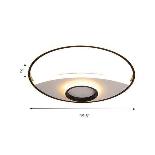 16"/19.5"/23.5" Dia Circular Acrylic Ceiling Lamp Modernism Black and White LED Bedroom Flush Light in Warm/White Clearhalo 'Ceiling Lights' 'Close To Ceiling Lights' 'Close to ceiling' 'Flush mount' Lighting' 156709