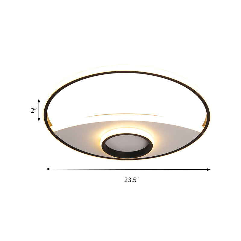 16"/19.5"/23.5" Dia Circular Acrylic Ceiling Lamp Modernism Black and White LED Bedroom Flush Light in Warm/White Clearhalo 'Ceiling Lights' 'Close To Ceiling Lights' 'Close to ceiling' 'Flush mount' Lighting' 156710