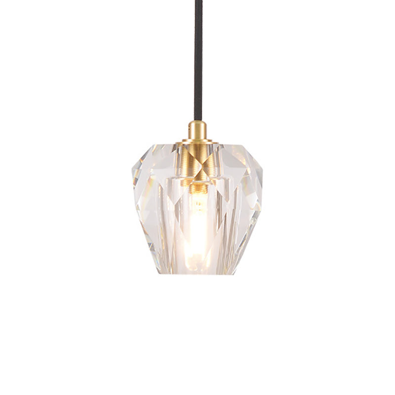 1 Light Faceted Hanging Ceiling Light with Tapered Shade Contemporary Clear Crystal Pendant Light for Bedside Clearhalo 'Ceiling Lights' 'Modern Pendants' 'Modern' 'Pendant Lights' 'Pendants' Lighting' 156817