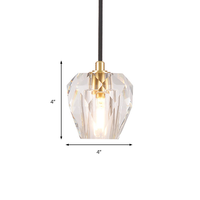 1 Light Faceted Hanging Ceiling Light with Tapered Shade Contemporary Clear Crystal Pendant Light for Bedside Clearhalo 'Ceiling Lights' 'Modern Pendants' 'Modern' 'Pendant Lights' 'Pendants' Lighting' 156818