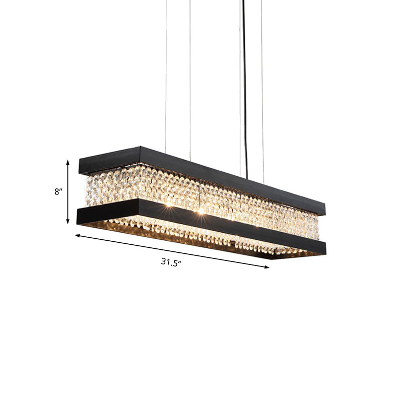 Black/Gold Rectangle Hanging Lighting Contemporary Clear Crystal 6/7/9 Lights Island Pendant Lighting Clearhalo 'Ceiling Lights' 'Island Lights' Lighting' 156852