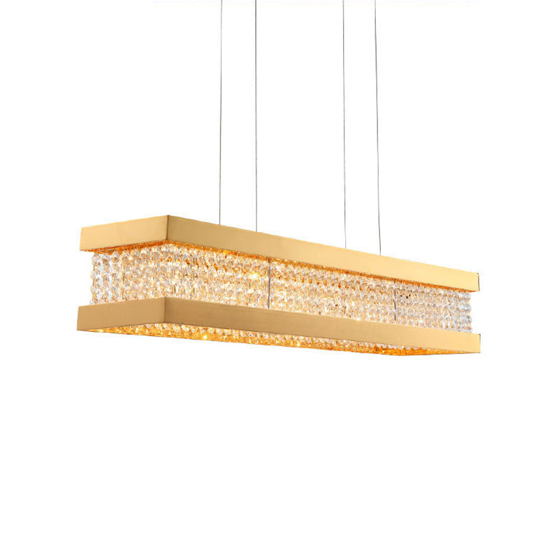 Black/Gold Rectangle Hanging Lighting Contemporary Clear Crystal 6/7/9 Lights Island Pendant Lighting Clearhalo 'Ceiling Lights' 'Island Lights' Lighting' 156857