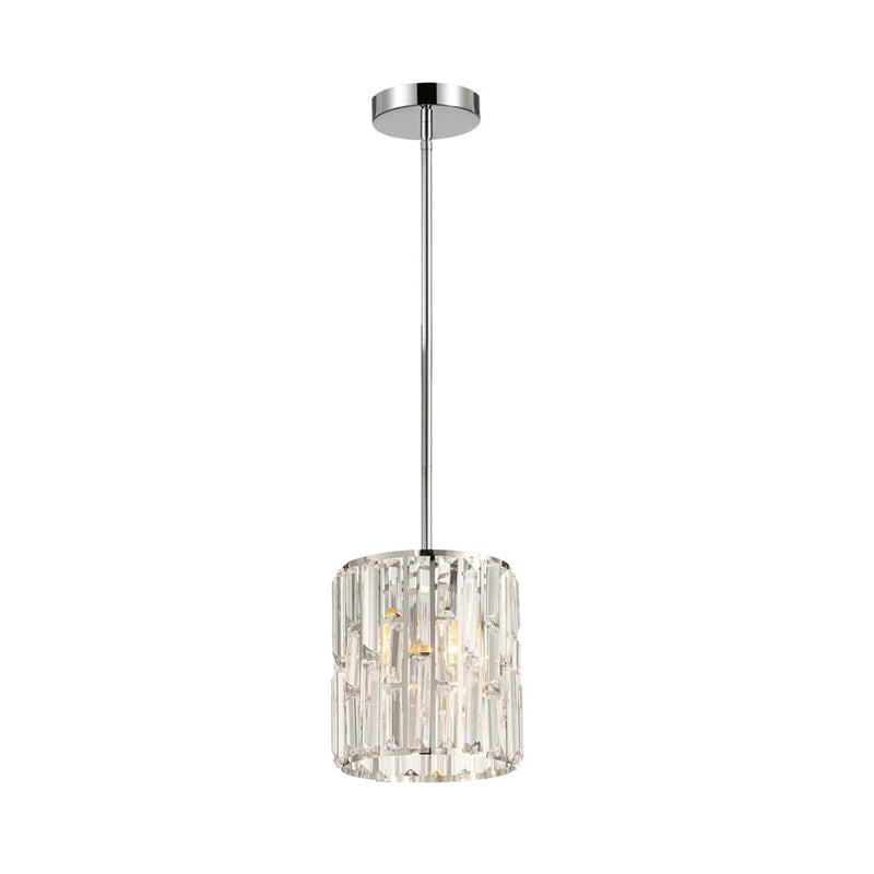 1 Light Cylinder Pendant Light Fixture Modernist Stylish Clear Crystal Ceiling Lighting for Bedside Clearhalo 'Ceiling Lights' 'Modern Pendants' 'Modern' 'Pendant Lights' 'Pendants' Lighting' 156886