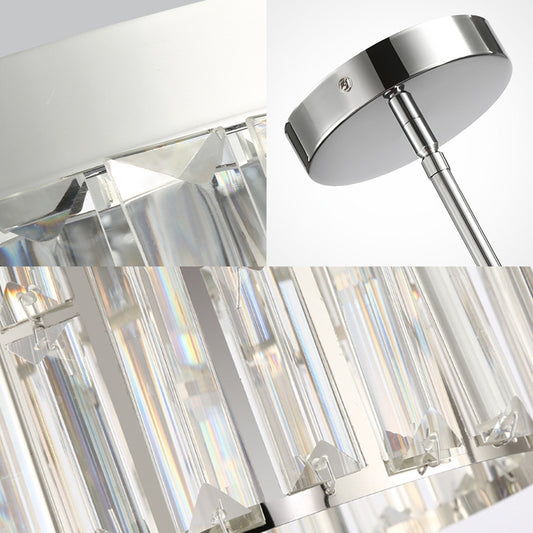 1 Light Cylinder Pendant Light Fixture Modernist Stylish Clear Crystal Ceiling Lighting for Bedside Clearhalo 'Ceiling Lights' 'Modern Pendants' 'Modern' 'Pendant Lights' 'Pendants' Lighting' 156888