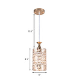 Metal Cylinder Hanging Lighting with Crystal Accent Vintage 6"/7" Dia 1 Light Hanging Ceiling Light in Gold Clearhalo 'Ceiling Lights' 'Modern Pendants' 'Modern' 'Pendant Lights' 'Pendants' Lighting' 156933