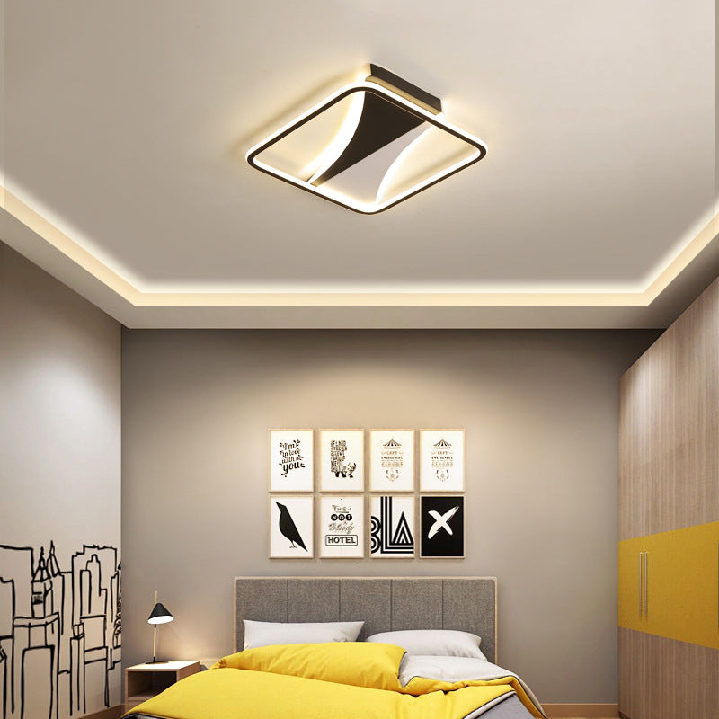 Square/Rectangular Ceiling Lighting Modern Acrylic Black and White LED Flush Light for Bedroom in Warm/White, 16"/19.5"/23.5" W Clearhalo 'Ceiling Lights' 'Close To Ceiling Lights' 'Close to ceiling' 'Flush mount' Lighting' 157080