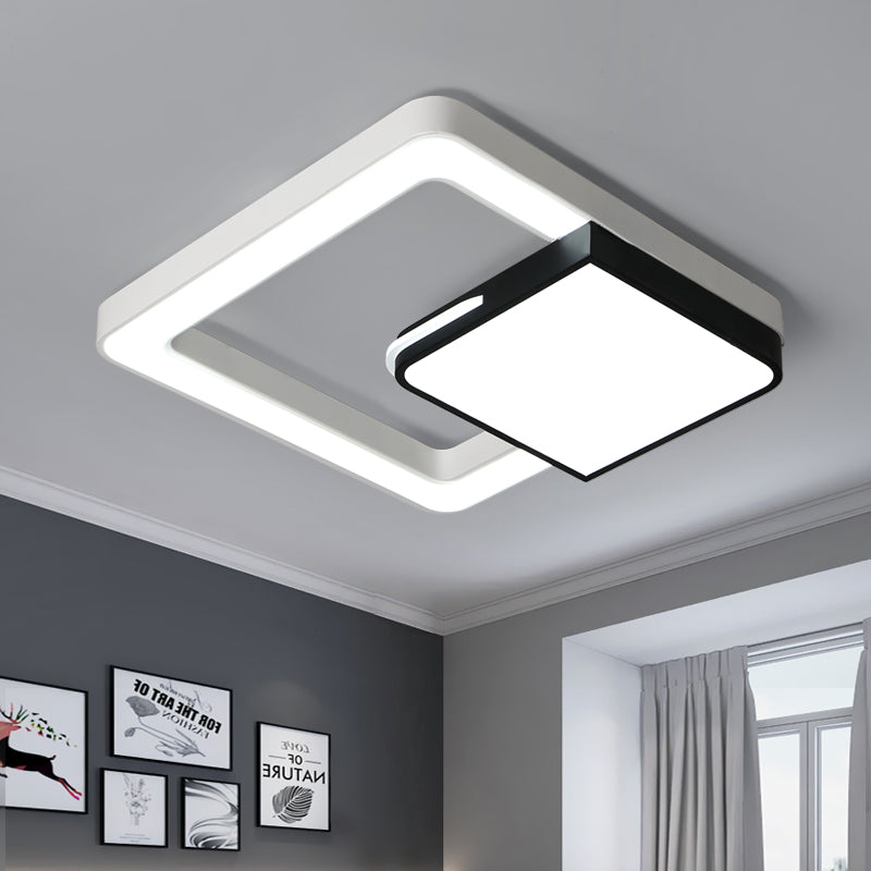 Acrylic Square Flush Mount Light Simplicity LED White and Black Ceiling Lamp Fixture for Bedroom Clearhalo 'Ceiling Lights' 'Close To Ceiling Lights' 'Close to ceiling' 'Flush mount' Lighting' 157101