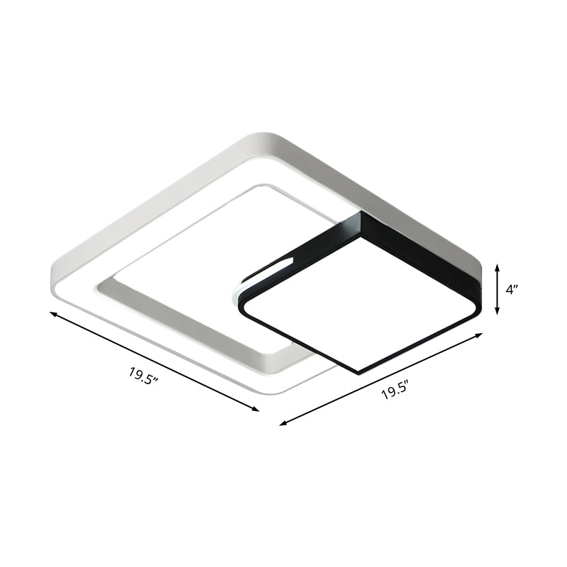 Acrylic Square Flush Mount Light Simplicity LED White and Black Ceiling Lamp Fixture for Bedroom Clearhalo 'Ceiling Lights' 'Close To Ceiling Lights' 'Close to ceiling' 'Flush mount' Lighting' 157103