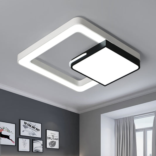 Acrylic Square Flush Mount Light Simplicity LED White and Black Ceiling Lamp Fixture for Bedroom Black-White Clearhalo 'Ceiling Lights' 'Close To Ceiling Lights' 'Close to ceiling' 'Flush mount' Lighting' 157104