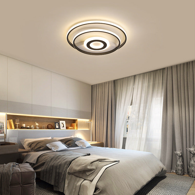 16"/19.5"/23.5" W Black Ring Flush Mount Light Nordic Acrylic Bedroom LED Ceiling Lighting in Warm/White Black Clearhalo 'Ceiling Lights' 'Close To Ceiling Lights' 'Close to ceiling' 'Flush mount' Lighting' 157167