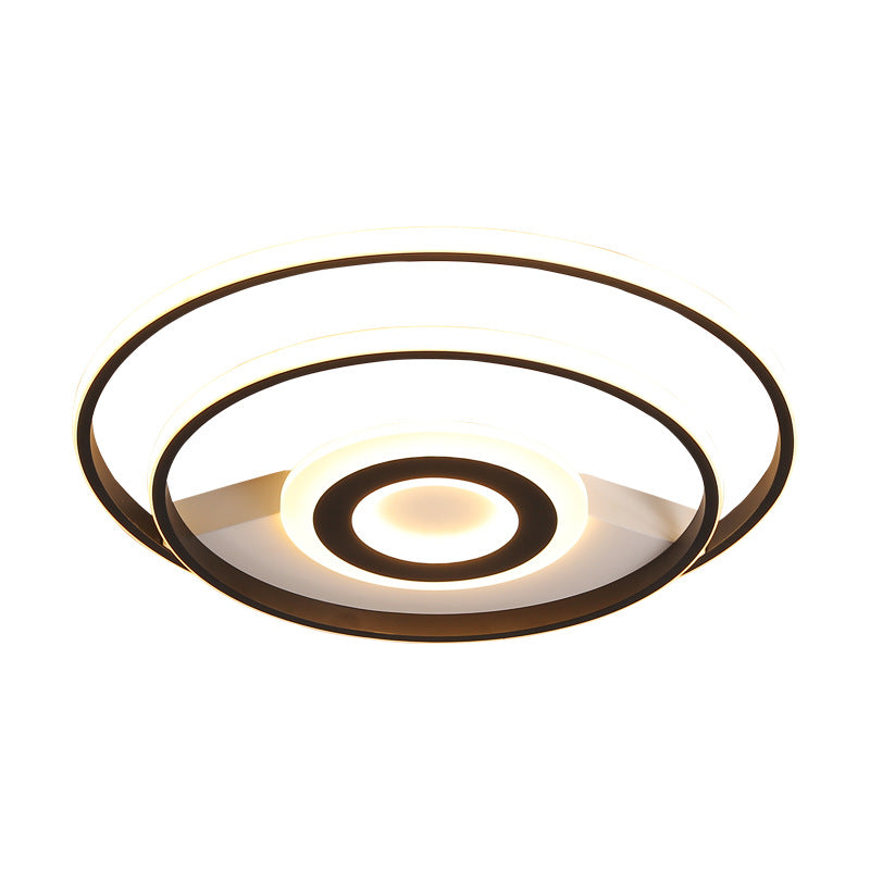 16"/19.5"/23.5" W Black Ring Flush Mount Light Nordic Acrylic Bedroom LED Ceiling Lighting in Warm/White Clearhalo 'Ceiling Lights' 'Close To Ceiling Lights' 'Close to ceiling' 'Flush mount' Lighting' 157169