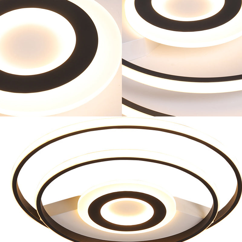 16"/19.5"/23.5" W Black Ring Flush Mount Light Nordic Acrylic Bedroom LED Ceiling Lighting in Warm/White Clearhalo 'Ceiling Lights' 'Close To Ceiling Lights' 'Close to ceiling' 'Flush mount' Lighting' 157173