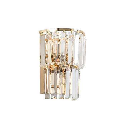 2 Tiers Crystal Block Wall Lamp Contemporary 2 Lights Wall Sconce Light in Clear for Dining Room Clear Clearhalo 'Cast Iron' 'Glass' 'Industrial' 'Modern wall lights' 'Modern' 'Tiffany' 'Traditional wall lights' 'Wall Lamps & Sconces' 'Wall Lights' Lighting' 157176