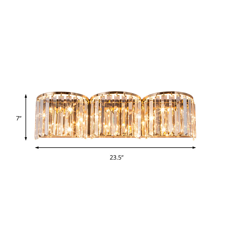 LED Linear Sconce Wall Light with Clear Crystal Block Modern Style Wall Mount Lamp in Gold Clearhalo 'Modern wall lights' 'Modern' 'Wall Lamps & Sconces' 'Wall Lights' Lighting' 157192