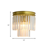 Clear Faceted Crystal Wall Lamp 2 Bulbs Modernist Style Wall Light Fixture in Gold Finish Clearhalo 'Modern wall lights' 'Modern' 'Wall Lamps & Sconces' 'Wall Lights' Lighting' 157196