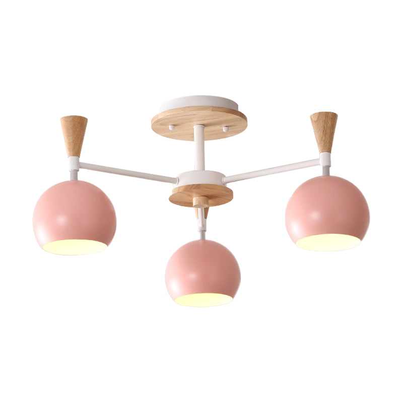 Macaron 3/6/8-Light Ceiling Lamp with Acrylic Shade Pink/Yellow/Blue Dome Semi Flush Pendant Clearhalo 'Ceiling Lights' 'Close To Ceiling Lights' 'Close to ceiling' 'Semi-flushmount' Lighting' 157210