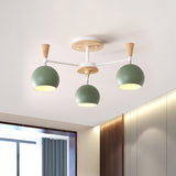 Macaron 3/6/8-Light Ceiling Lamp with Acrylic Shade Pink/Yellow/Blue Dome Semi Flush Pendant 3 Green Clearhalo 'Ceiling Lights' 'Close To Ceiling Lights' 'Close to ceiling' 'Semi-flushmount' Lighting' 157211