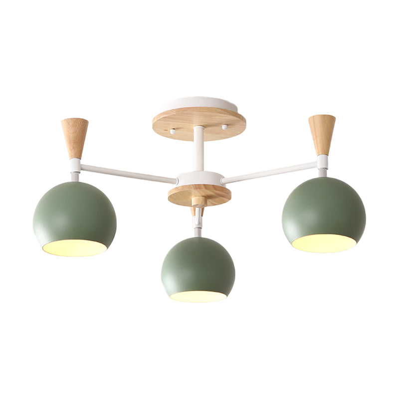 Macaron 3/6/8-Light Ceiling Lamp with Acrylic Shade Pink/Yellow/Blue Dome Semi Flush Pendant Clearhalo 'Ceiling Lights' 'Close To Ceiling Lights' 'Close to ceiling' 'Semi-flushmount' Lighting' 157213