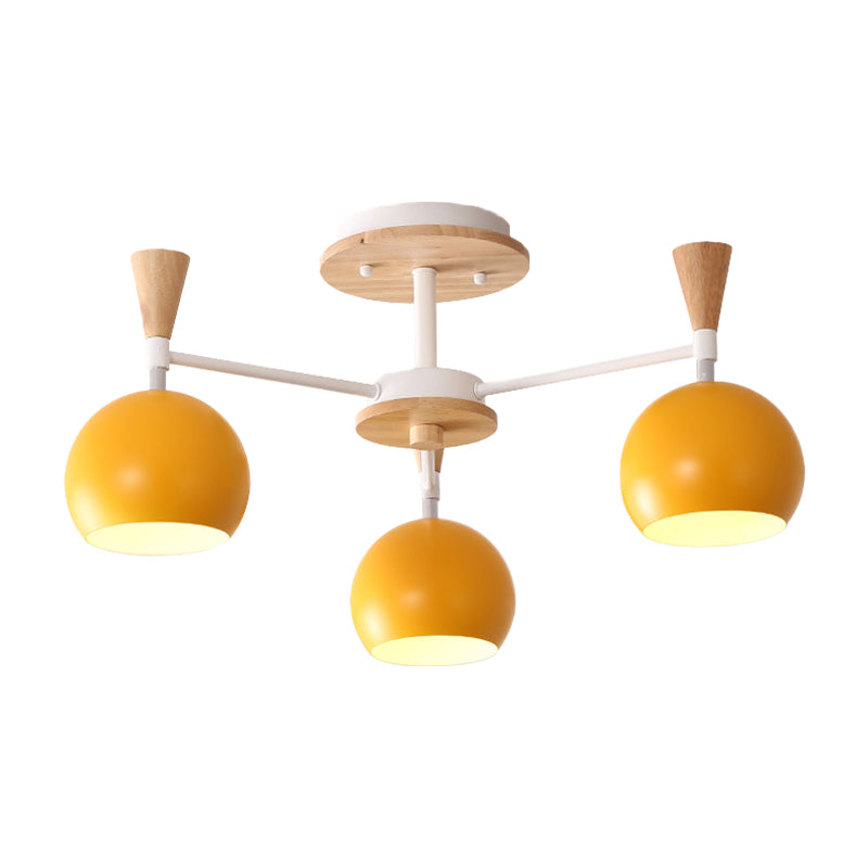 Macaron 3/6/8-Light Ceiling Lamp with Acrylic Shade Pink/Yellow/Blue Dome Semi Flush Pendant Clearhalo 'Ceiling Lights' 'Close To Ceiling Lights' 'Close to ceiling' 'Semi-flushmount' Lighting' 157216