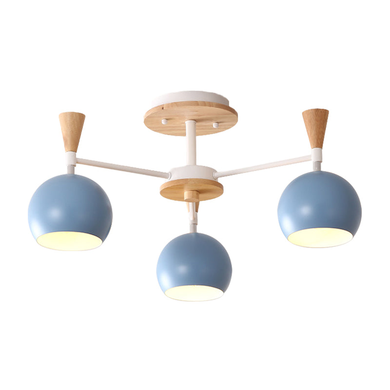 Macaron 3/6/8-Light Ceiling Lamp with Acrylic Shade Pink/Yellow/Blue Dome Semi Flush Pendant Clearhalo 'Ceiling Lights' 'Close To Ceiling Lights' 'Close to ceiling' 'Semi-flushmount' Lighting' 157219