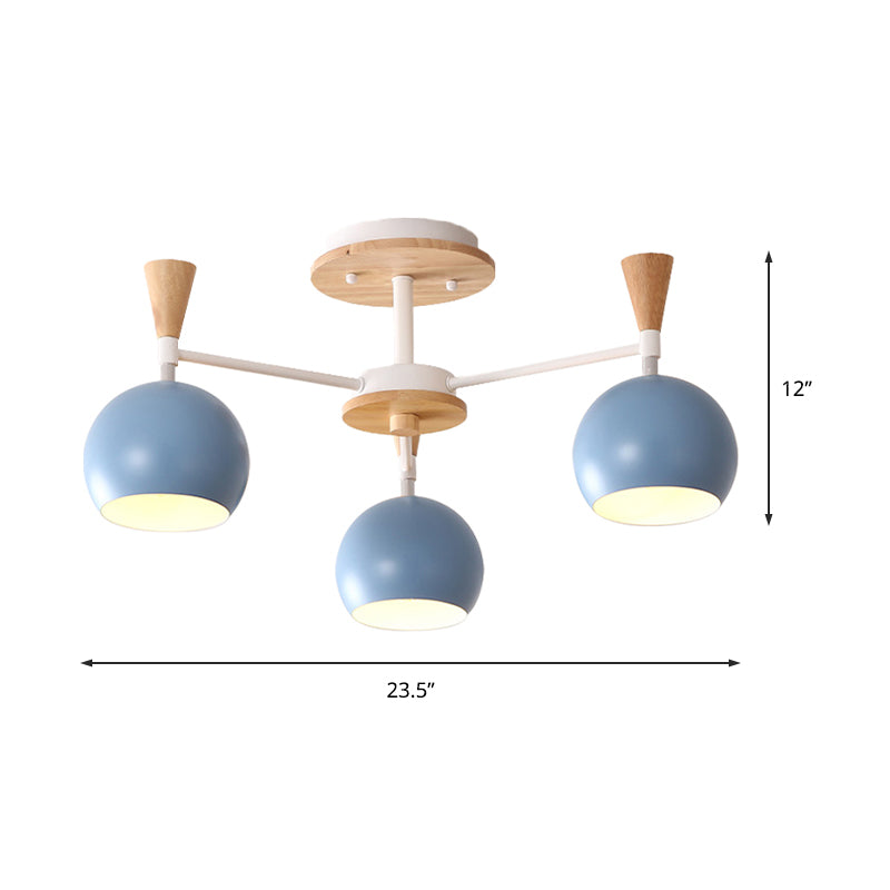 Macaron 3/6/8-Light Ceiling Lamp with Acrylic Shade Pink/Yellow/Blue Dome Semi Flush Pendant Clearhalo 'Ceiling Lights' 'Close To Ceiling Lights' 'Close to ceiling' 'Semi-flushmount' Lighting' 157220