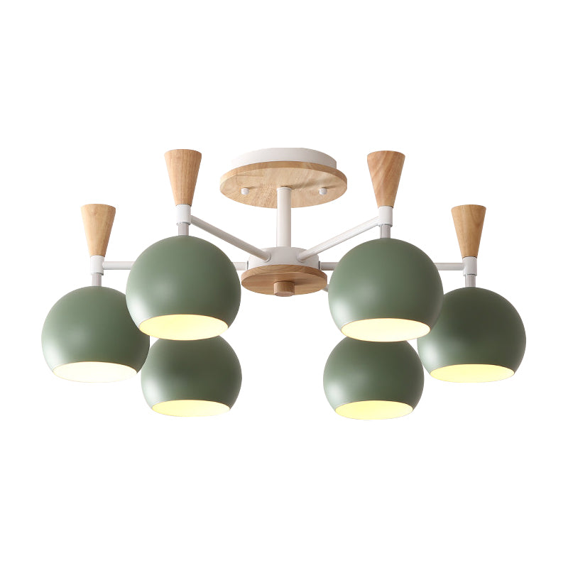 Macaron 3/6/8-Light Ceiling Lamp with Acrylic Shade Pink/Yellow/Blue Dome Semi Flush Pendant Clearhalo 'Ceiling Lights' 'Close To Ceiling Lights' 'Close to ceiling' 'Semi-flushmount' Lighting' 157225