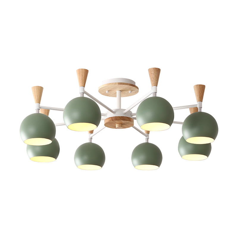 Macaron 3/6/8-Light Ceiling Lamp with Acrylic Shade Pink/Yellow/Blue Dome Semi Flush Pendant Clearhalo 'Ceiling Lights' 'Close To Ceiling Lights' 'Close to ceiling' 'Semi-flushmount' Lighting' 157240