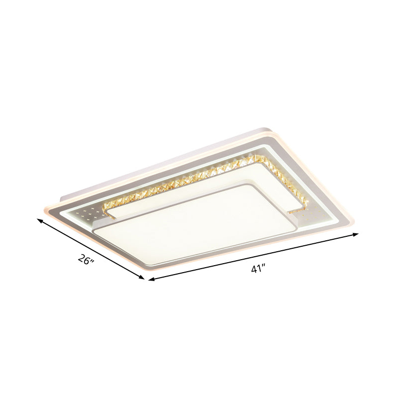 Minimal Rectangle Crystal Flush Mount Fixture LED Living Room Ceiling Light with Geometric/Leaf Pattern, Warm Light Clearhalo 'Ceiling Lights' 'Close To Ceiling Lights' 'Close to ceiling' 'Flush mount' Lighting' 157256