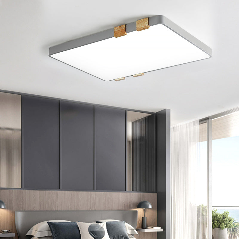 Nordic 1 Light Ceiling Lamp with Acrylic Shade Grey/White Rectangular Flush Mount Lighting in Warm/White Light Clearhalo 'Ceiling Lights' 'Close To Ceiling Lights' 'Close to ceiling' 'Flush mount' Lighting' 157270