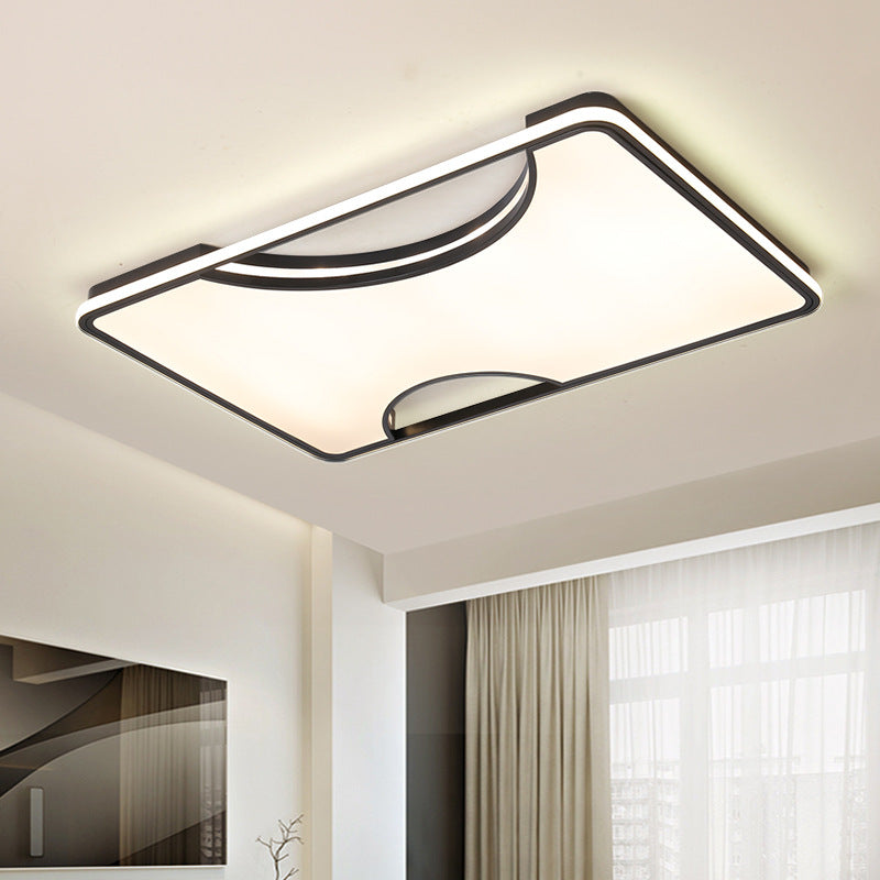 Rectangular/Square Acrylic Flush Ceiling Light Modern Black/White Integrated LED Ceiling Lamp in Warm/White, 16"/19.5"/35.5" W Clearhalo 'Ceiling Lights' 'Close To Ceiling Lights' 'Close to ceiling' 'Flush mount' Lighting' 157274