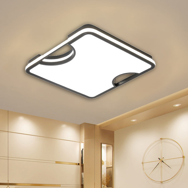 Rectangular/Square Acrylic Flush Ceiling Light Modern Black/White Integrated LED Ceiling Lamp in Warm/White, 16"/19.5"/35.5" W Black Clearhalo 'Ceiling Lights' 'Close To Ceiling Lights' 'Close to ceiling' 'Flush mount' Lighting' 157277