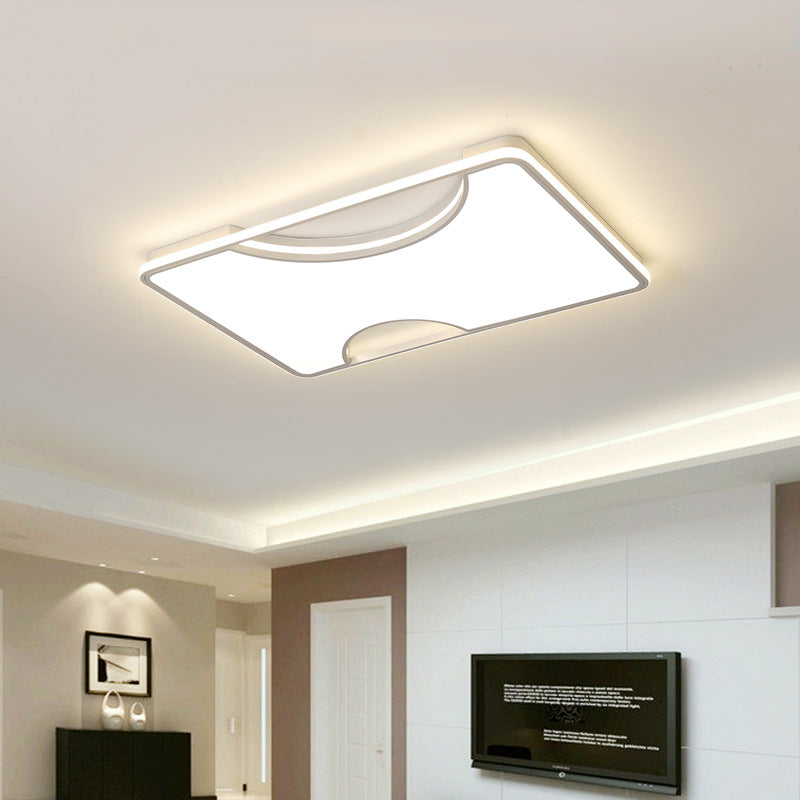 Rectangular/Square Acrylic Flush Ceiling Light Modern Black/White Integrated LED Ceiling Lamp in Warm/White, 16"/19.5"/35.5" W White 35.5" Clearhalo 'Ceiling Lights' 'Close To Ceiling Lights' 'Close to ceiling' 'Flush mount' Lighting' 157281