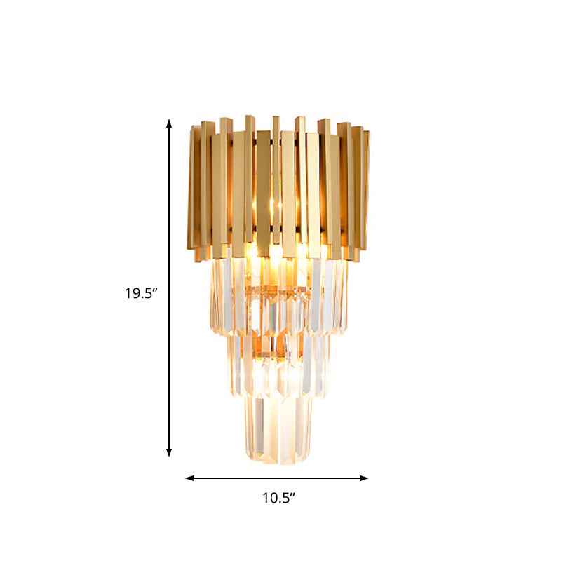 Modern Multi Tier Wall Lamp Metal 4 Heads Wall Light Fixture with Crystal Prism in Clear for Dining Room Clearhalo 'Modern wall lights' 'Modern' 'Wall Lamps & Sconces' 'Wall Lights' Lighting' 157291