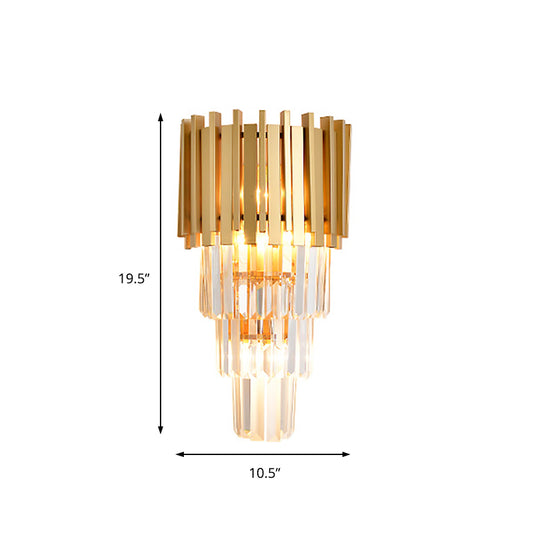 Modern Multi Tier Wall Lamp Metal 4 Heads Wall Light Fixture with Crystal Prism in Clear for Dining Room Clearhalo 'Modern wall lights' 'Modern' 'Wall Lamps & Sconces' 'Wall Lights' Lighting' 157291