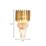 Modern Multi Tier Wall Lamp Metal 4 Heads Wall Light Fixture with Crystal Prism in Clear for Dining Room Clearhalo 'Modern wall lights' 'Modern' 'Wall Lamps & Sconces' 'Wall Lights' Lighting' 157291