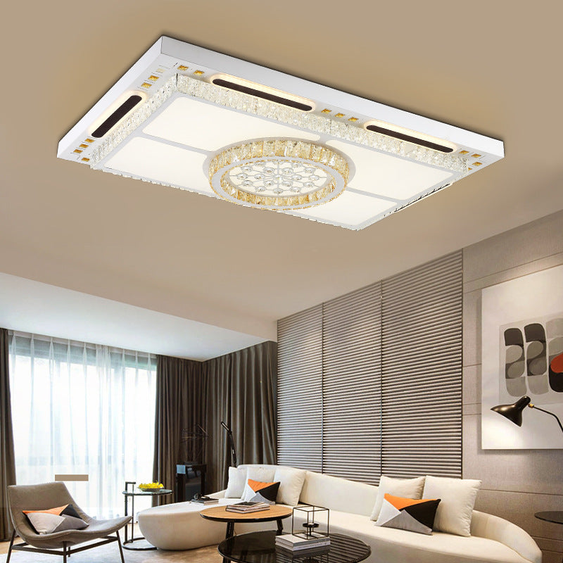 Rectangle Crystal Ceiling Flush Mount Chinese Style LED White Living Room Flush Lamp Clearhalo 'Ceiling Lights' 'Close To Ceiling Lights' 'Close to ceiling' 'Flush mount' Lighting' 157305