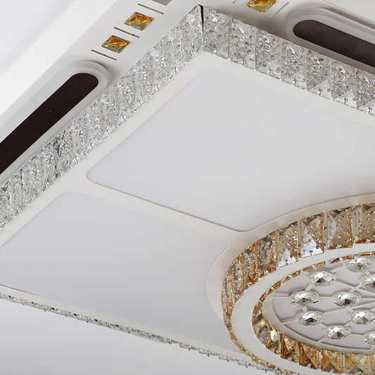 Rectangle Crystal Ceiling Flush Mount Chinese Style LED White Living Room Flush Lamp Clearhalo 'Ceiling Lights' 'Close To Ceiling Lights' 'Close to ceiling' 'Flush mount' Lighting' 157308