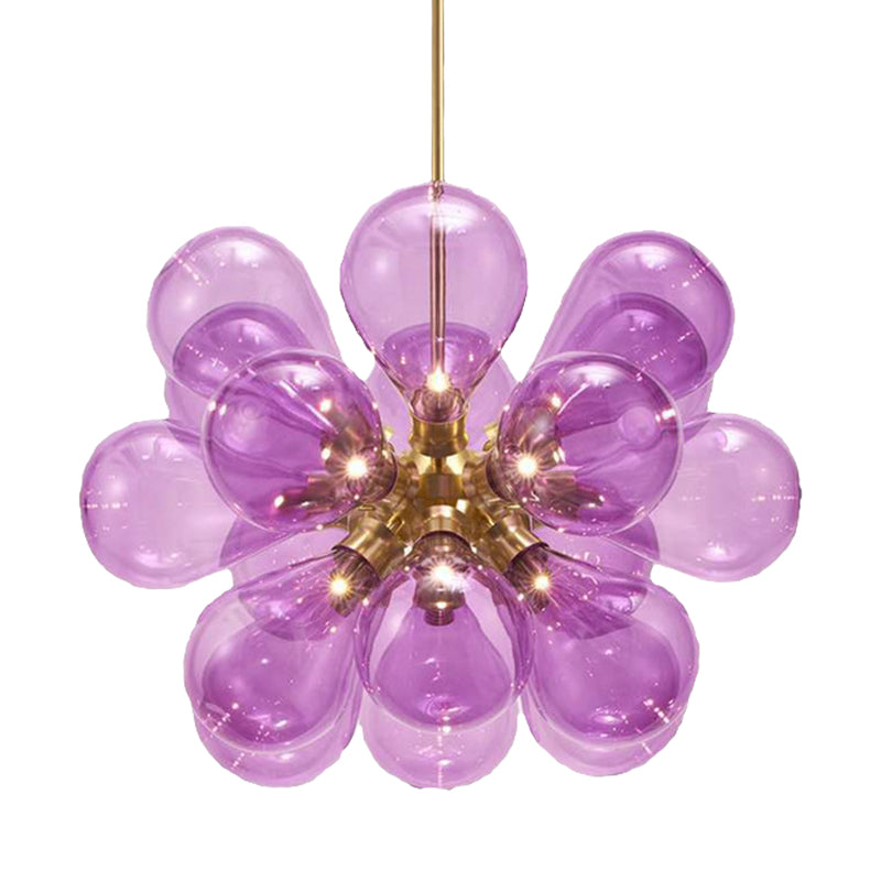 Bubble White/Blue/Purple Glass Chandelier Light Designer Multi Lights Brass Led Hanging Ceiling Light Clearhalo 'Ceiling Lights' 'Chandeliers' 'Glass shade' 'Glass' 'Modern Chandeliers' 'Modern' Lighting' 157344