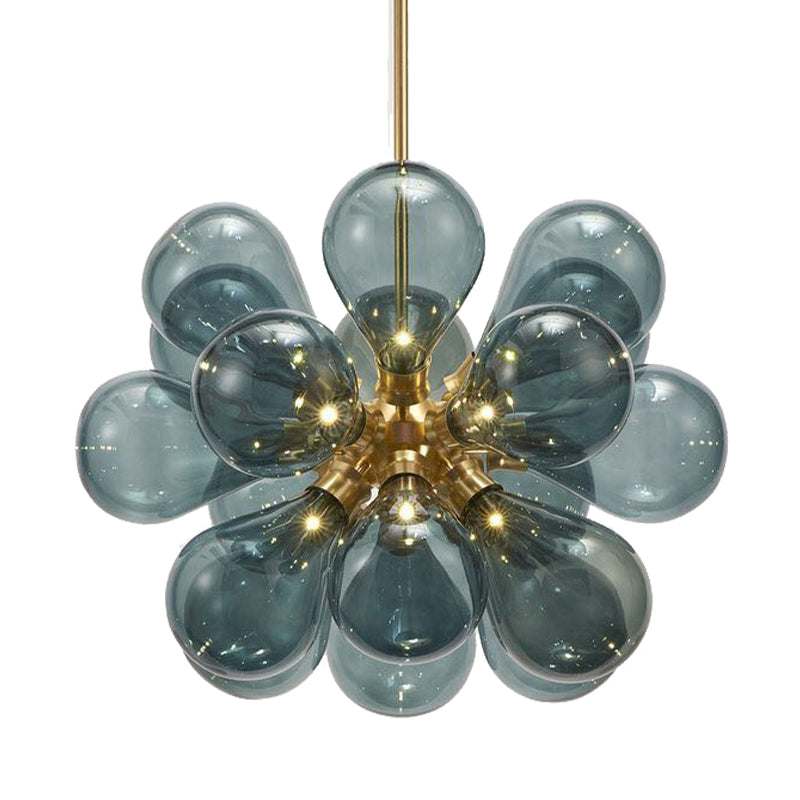 Bubble White/Blue/Purple Glass Chandelier Light Designer Multi Lights Brass Led Hanging Ceiling Light Clearhalo 'Ceiling Lights' 'Chandeliers' 'Glass shade' 'Glass' 'Modern Chandeliers' 'Modern' Lighting' 157346