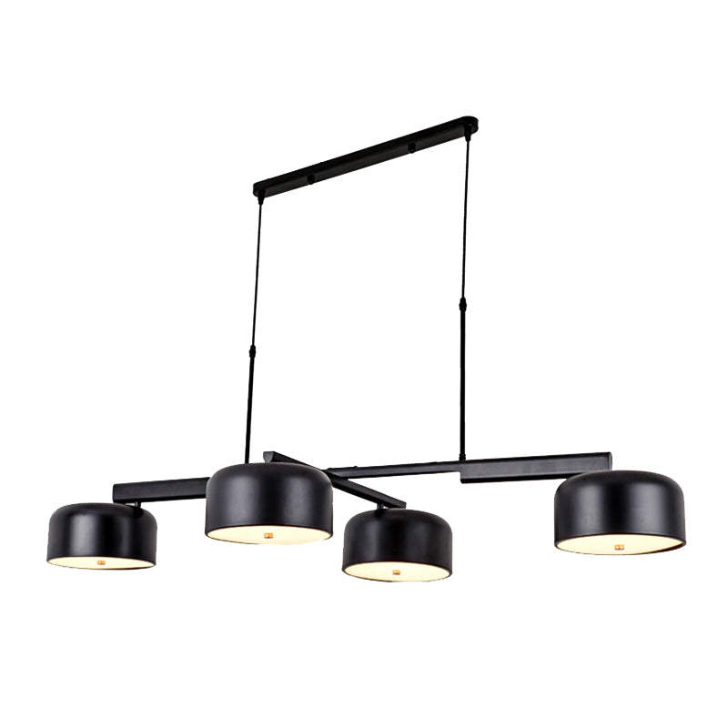 Modernism Linear Hanging Lighting with Drum Shade Metal 4-Light Bedroom Island Pendant Light in Black/Rose Gold Clearhalo 'Ceiling Lights' 'Island Lights' Lighting' 157354