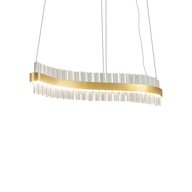 35.5"/47" Wide Glass Wavy Chandelier Light Post Modern Gold LED Hanging Ceiling Lamp in Third Gear for Kitchen Island Clearhalo 'Ceiling Lights' 'Chandeliers' 'Modern Chandeliers' 'Modern' Lighting' 157445