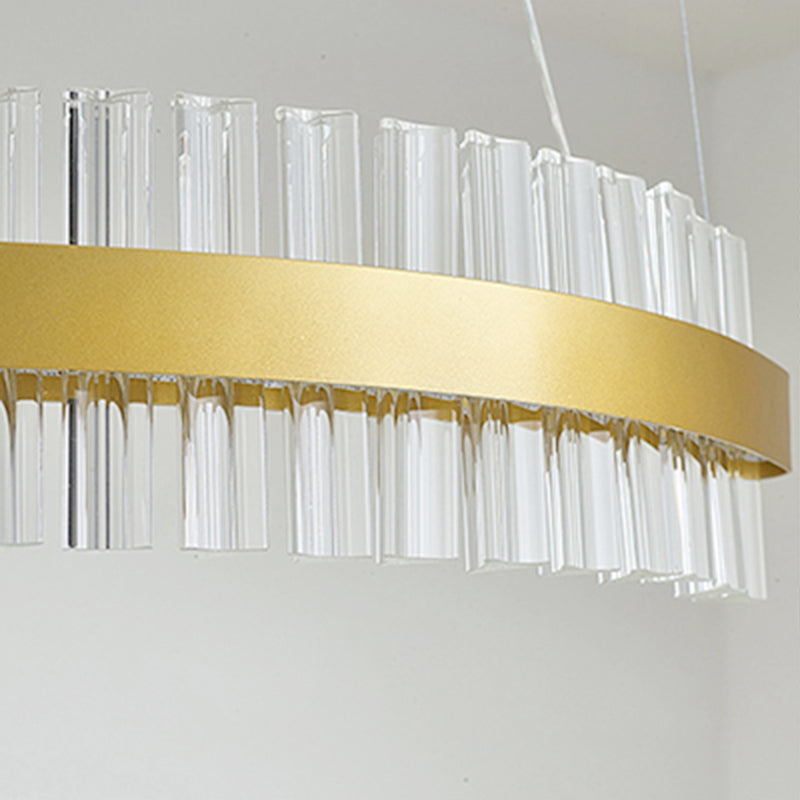 35.5"/47" Wide Glass Wavy Chandelier Light Post Modern Gold LED Hanging Ceiling Lamp in Third Gear for Kitchen Island Clearhalo 'Ceiling Lights' 'Chandeliers' 'Modern Chandeliers' 'Modern' Lighting' 157449