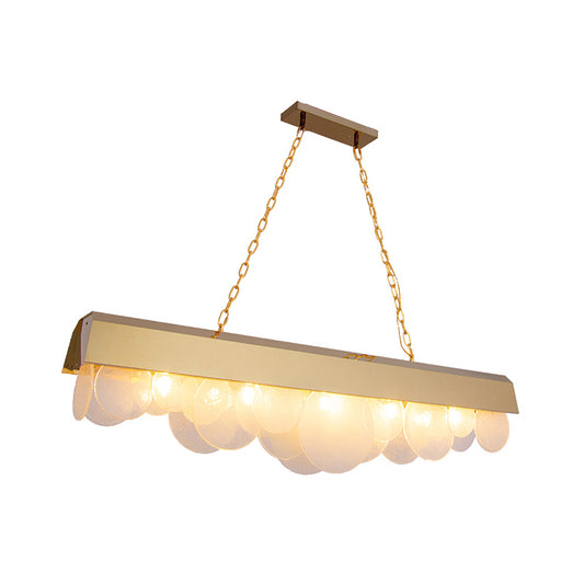 Linear LED Chandelier Light Fixture Contemporary Metal Gold Drop Pendant with Glass Sheet for Dining Room Clearhalo 'Ceiling Lights' 'Chandeliers' 'Modern Chandeliers' 'Modern' Lighting' 157452