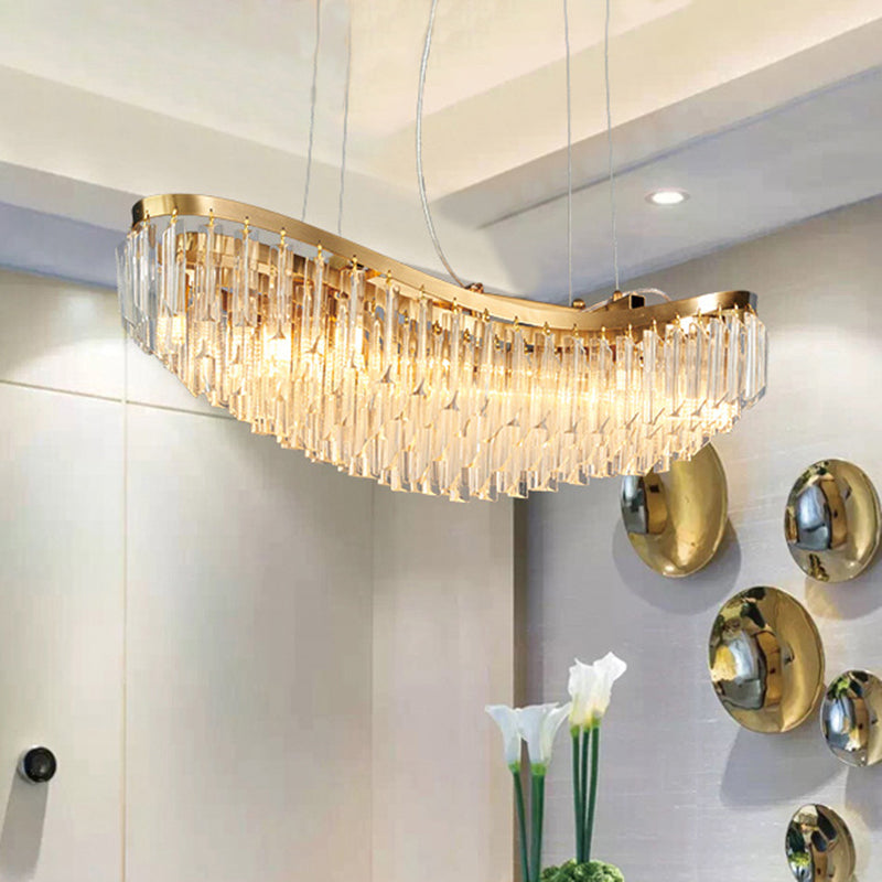 Crystal Ship Large Chandelier for Restaurant Hotel Post Modern LED Ceiling Hanging Light in Gold, White Light Clearhalo 'Ceiling Lights' 'Chandeliers' 'Modern Chandeliers' 'Modern' Lighting' 157473